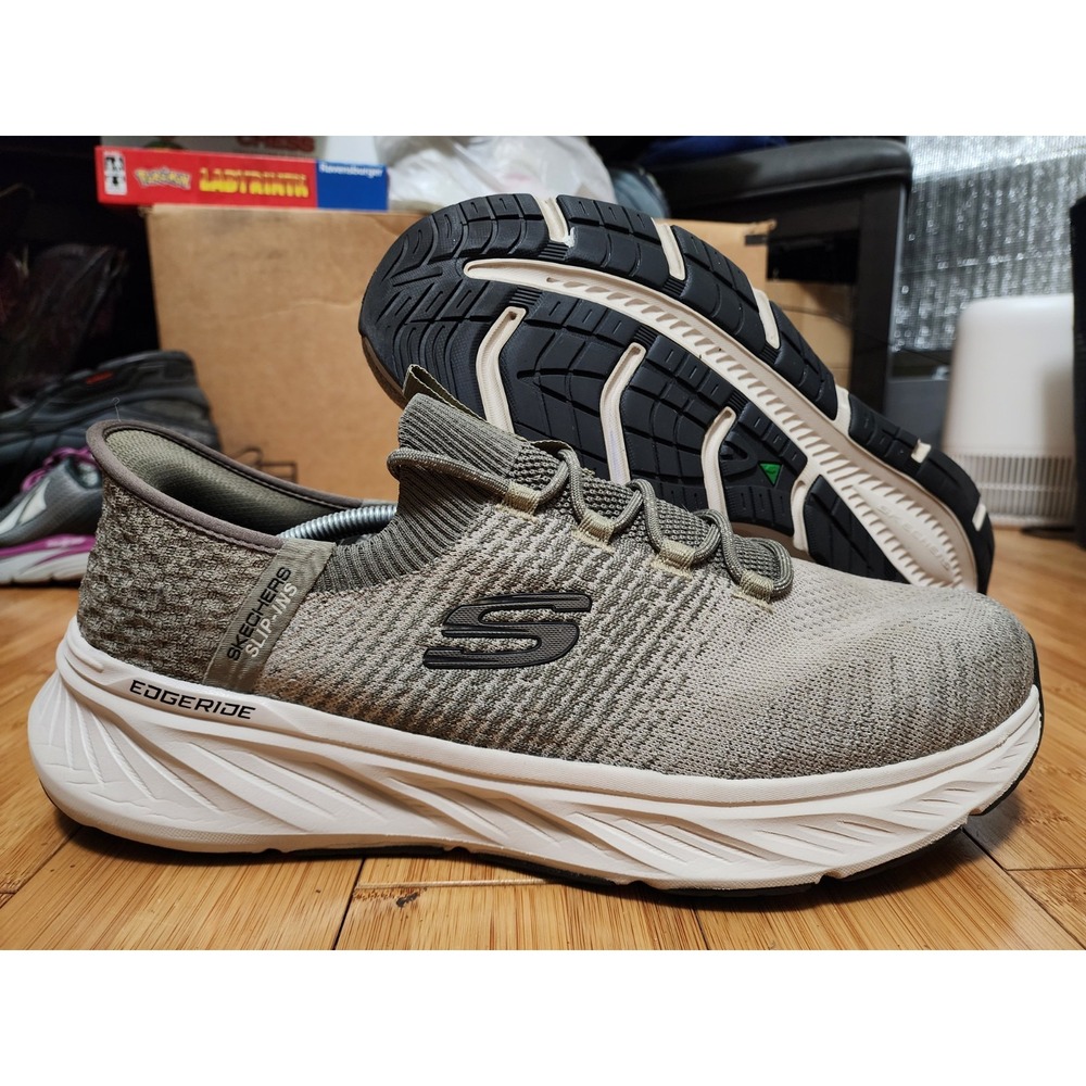 Skechers Slip-ins Edgeride Mens 13 EXTRA WIDE Taupe Grey Sneakers Shoes 232932WW
